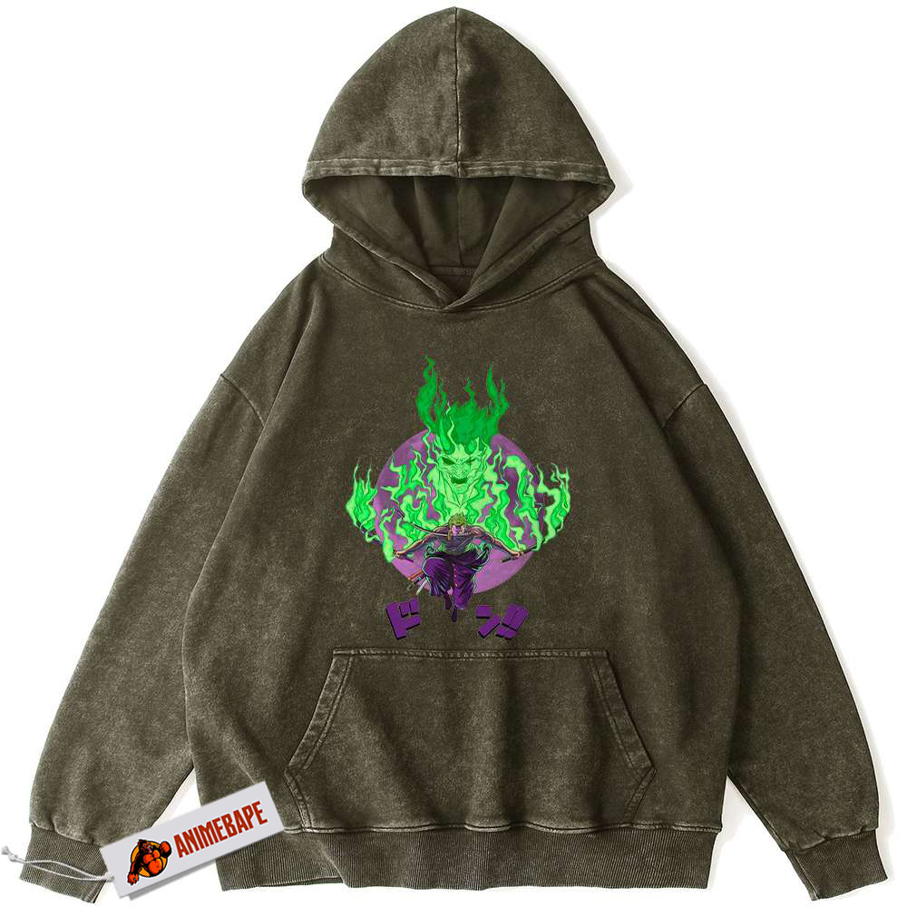 Roronoa Zoro Vintage Hoodie, One Piece Anime Sweatshirt for Fans