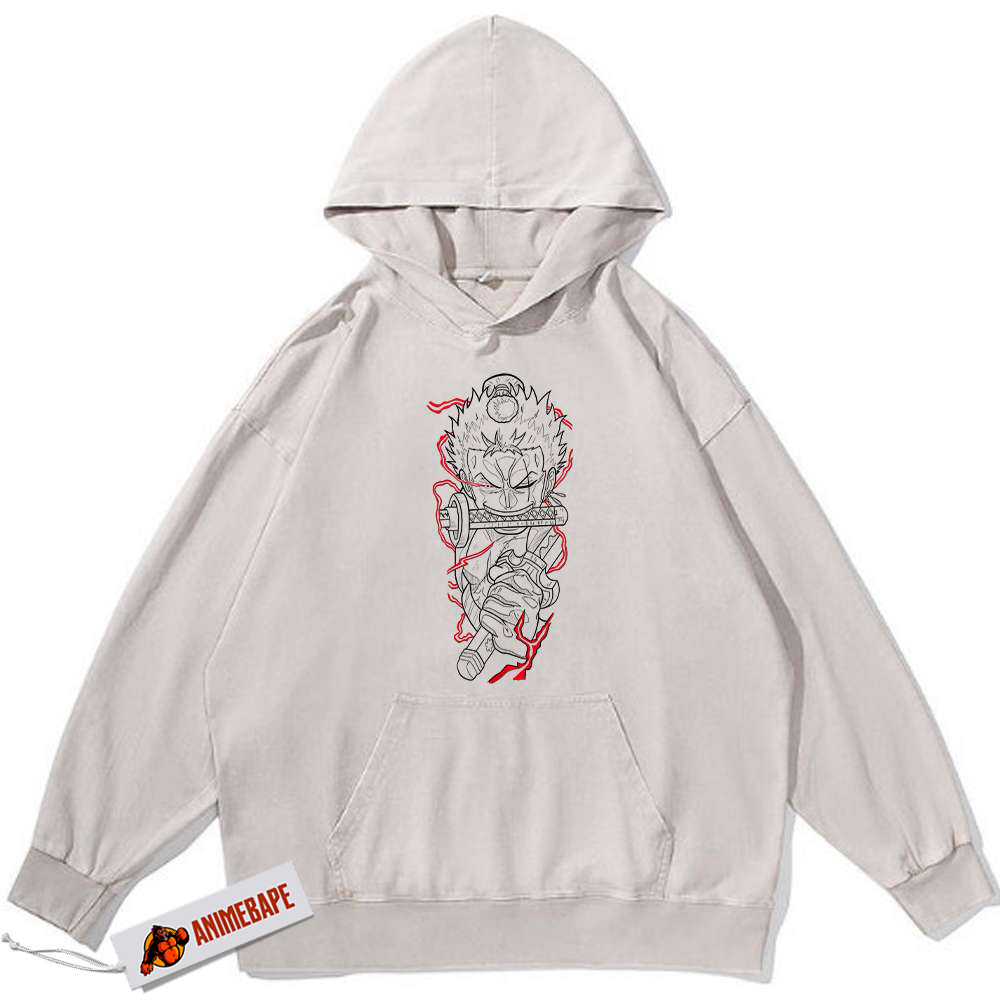 Roronoa Zoro One Piece Vintage Hoodie, Anime Hoodie for Fans