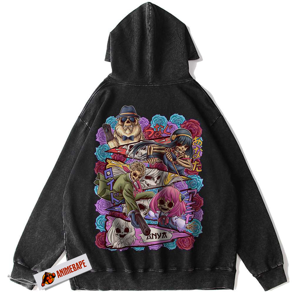 Skull Spy x Family Anime Vintage Hoodie for Fans, Unisex Hoodie