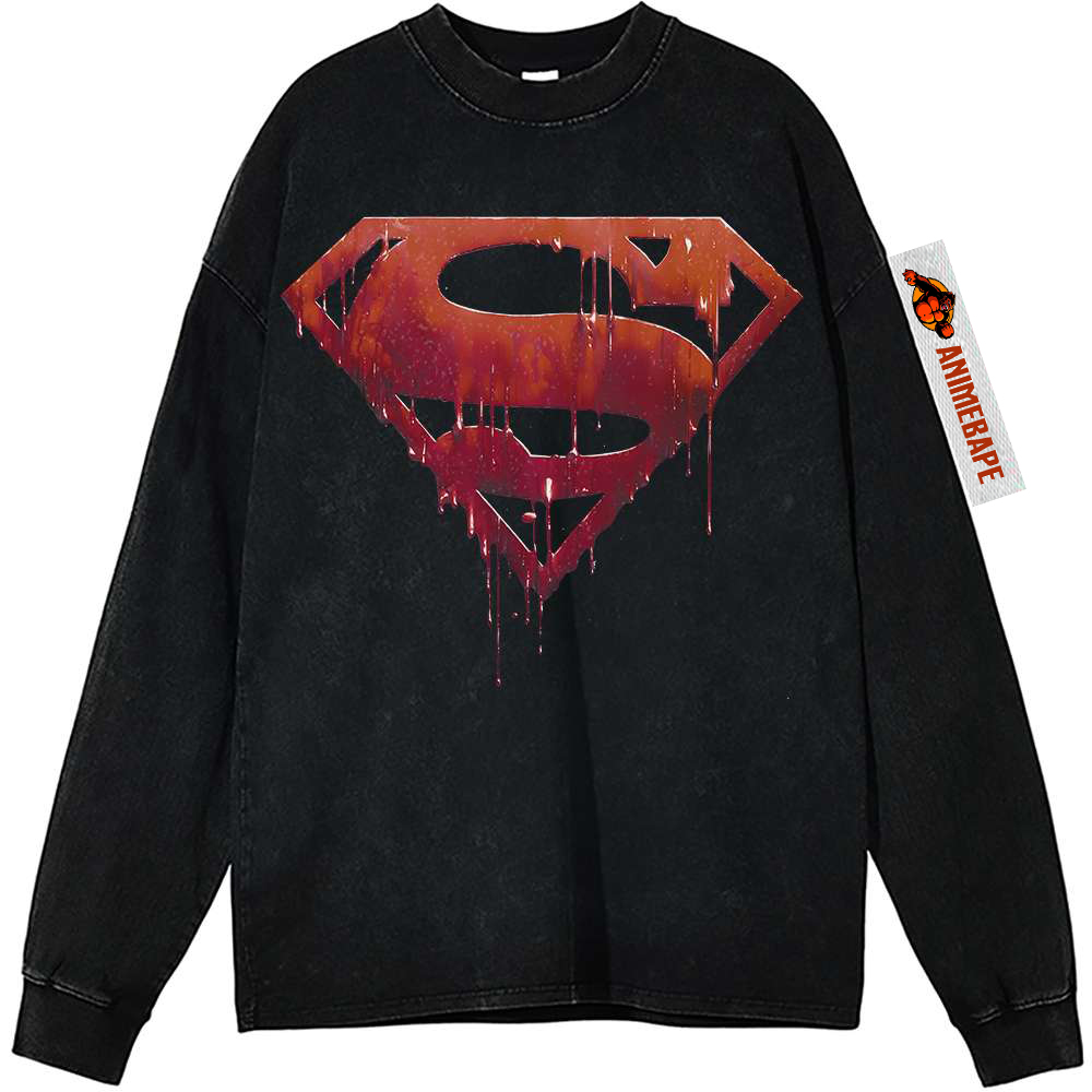 Superman Vintage Sweatshirt Shirt, DC Comics Apparel Top