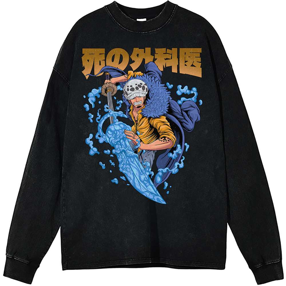 Trafalgar D Water Law Anime Vintage Sweatshirt Tee for Men