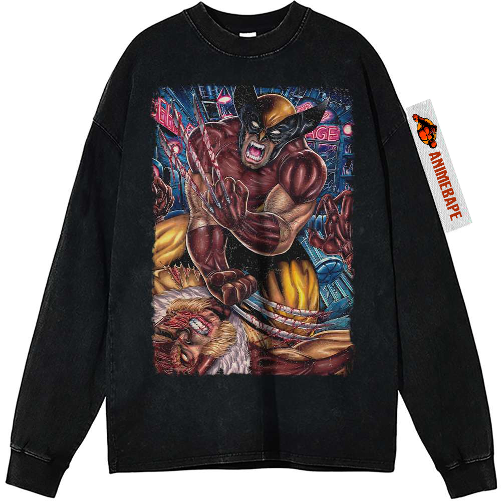 Wolverine Sabretooth Sweatshirt Tee, X-Men Marvel Comics Apparel