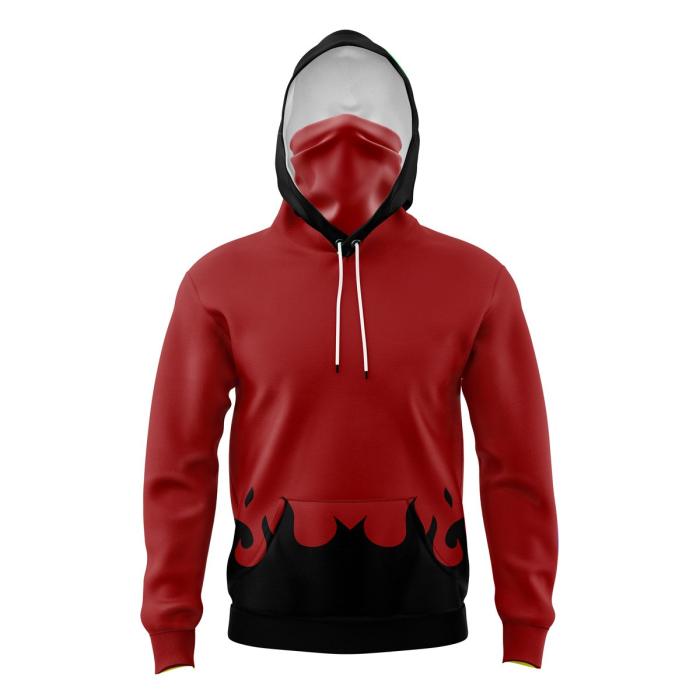 Black Flame Red Theme Edition Masked Hoodie - Image 1