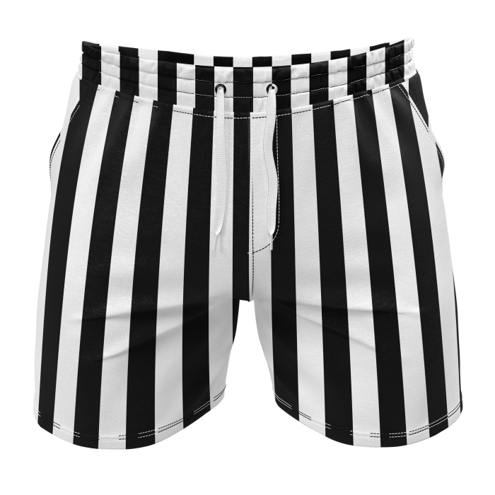 Black Stripe Pattern Theme Gym Short - Image 1