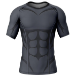 Black Theme With Muscle Short Sleeve Compression Rash Guard T Shirt
