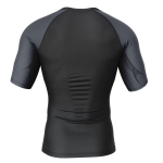 Black Theme With Muscle Short Sleeve Compression Rash Guard T Shirt - Image 2