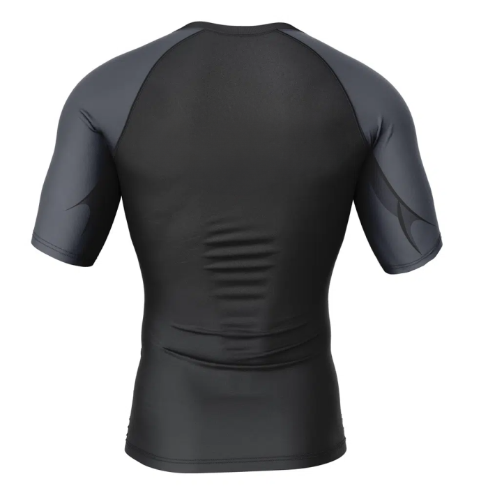 Black Theme With Muscle Short Sleeve Compression Rash Guard T Shirt - Image 2