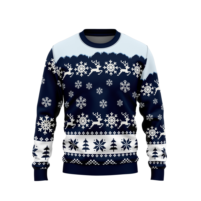 Festival Snow Reindeer Ugly Christmas Sweater - Image 1