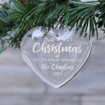 First Christmas New Home Glass Ornament, Personalized Heart Glass ornament