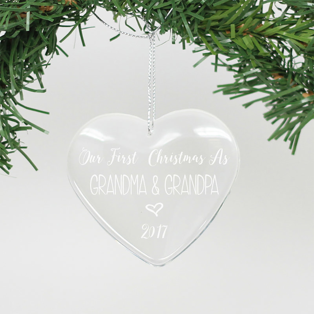 Personalized Crystal Ornament Our First Christmas - Grandma & Grandpa Personalized Crystal Ornament Our First Christmas - Grandma & Grandpa - Image 1