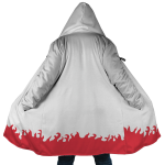 Red Flame On White Theme Hooded Cloak Coat