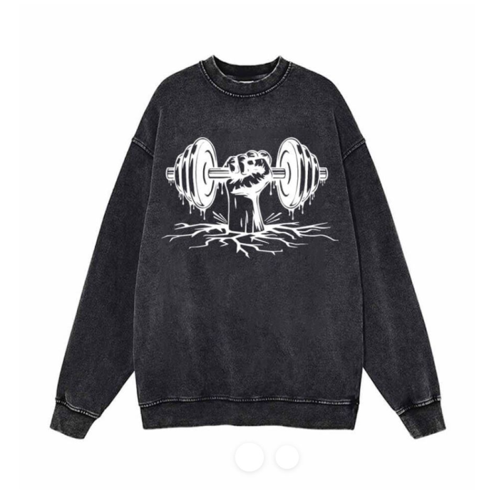 Revived Dumbbell Lifting Washed Vintage Sweatshirt - Image 1