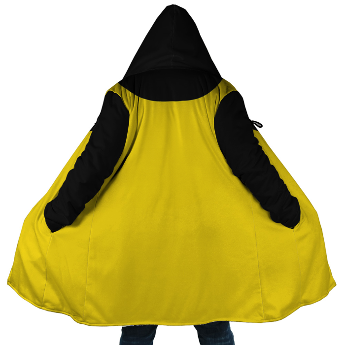 Yellow Black Combine Background Hooded Cloak Coat - Image 2
