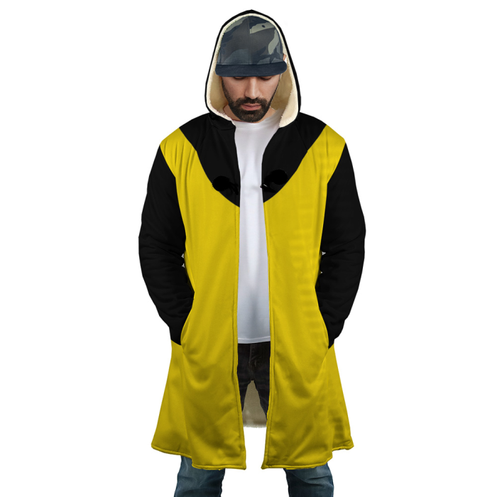 Yellow Black Combine Background Hooded Cloak Coat - Image 1