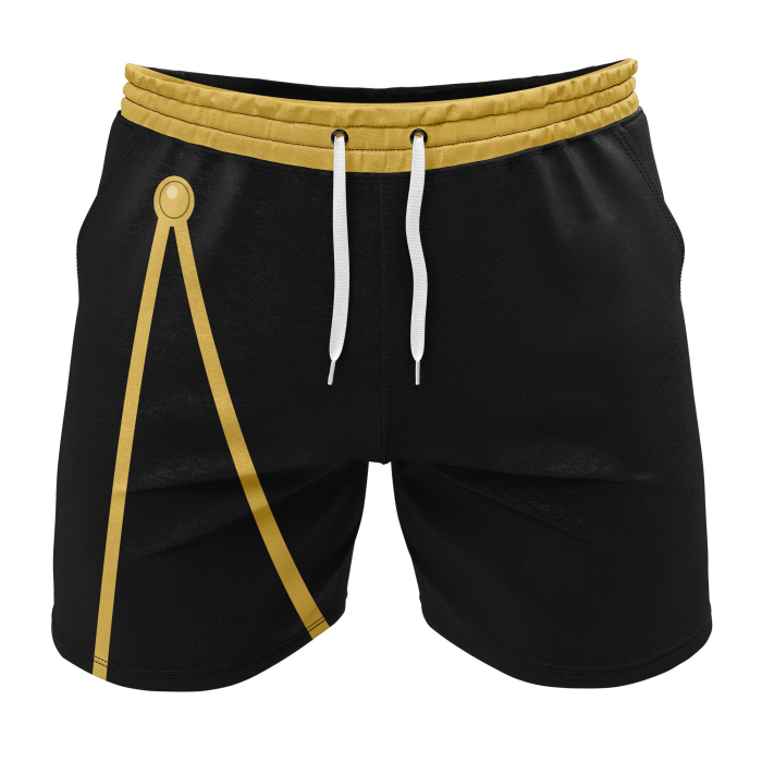 Yellow Line on Black Theme Gym Short - Image 1
