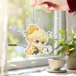 Agatsuma Zenitsu Demon Slayer With Pumpkin and Ghost Hologram Starbust Broken Glass Ornament - Image 2