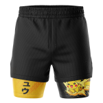 Pikachu Attack V2 Pokemon Compression Workout Training Shorts (2-in-1) - Image 2