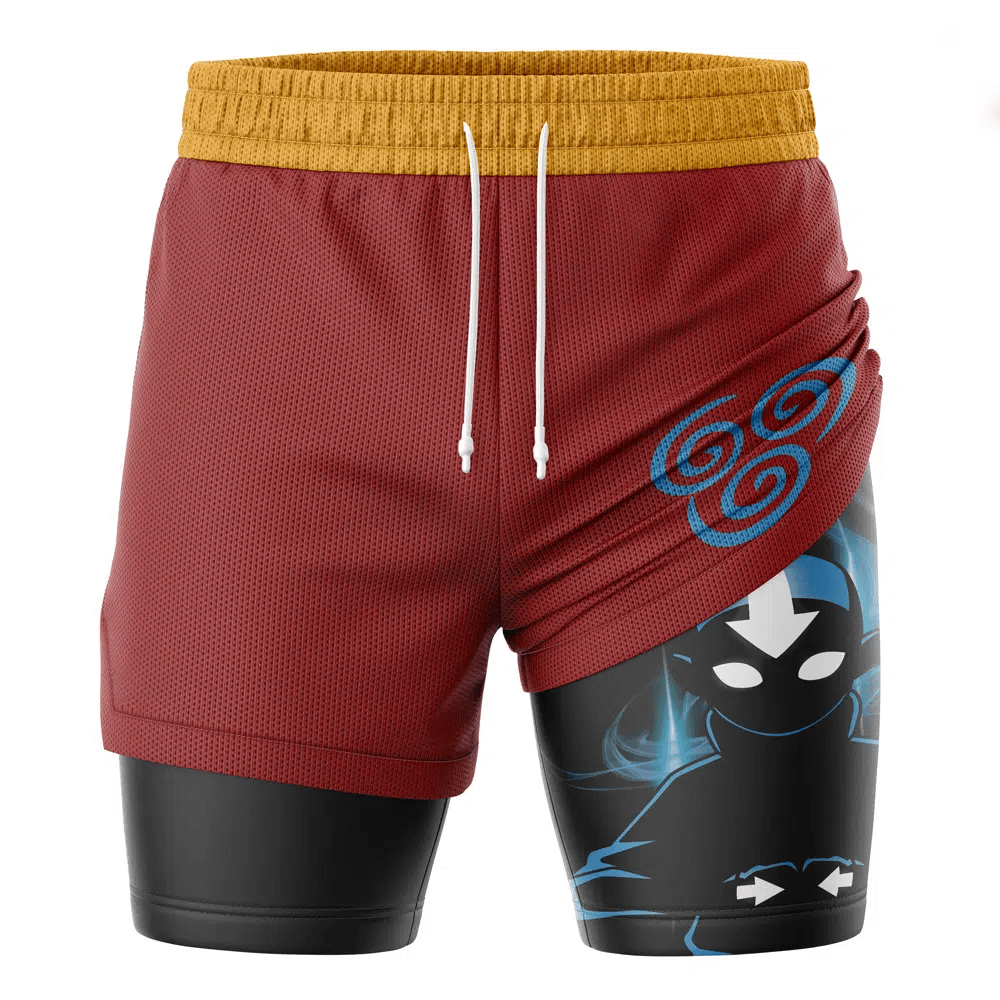 Aang Avatar The Last Airbender Compression Workout Training Shorts (2-in-1)