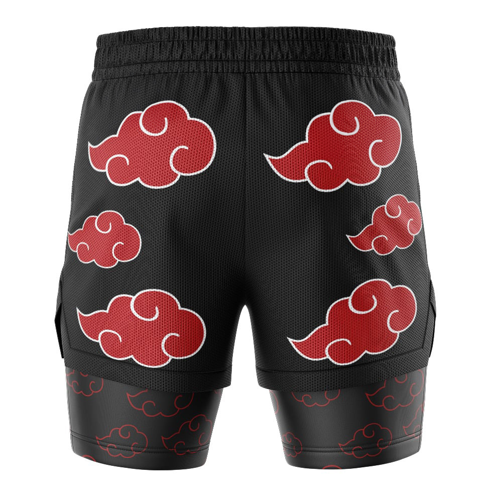 Akatsuki Black Compression Workout Training Shorts (2-in-1)