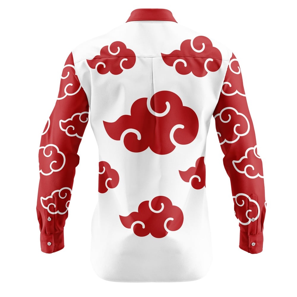 Akatsuki Naruto White Shippuden Long Sleeve Button Up Shirt