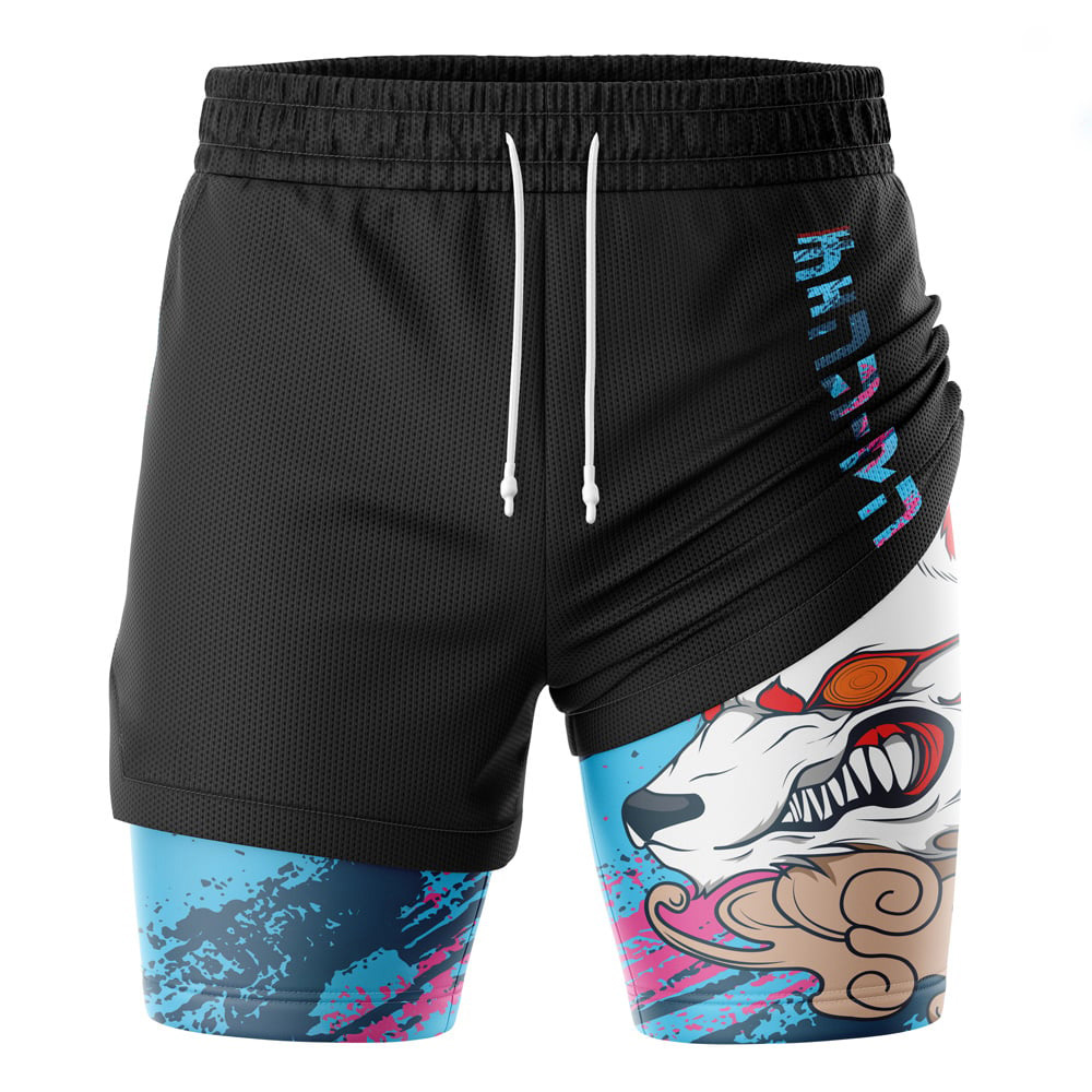Aki Fox Chainsaw Man Compression Workout Training Shorts (2-in-1)