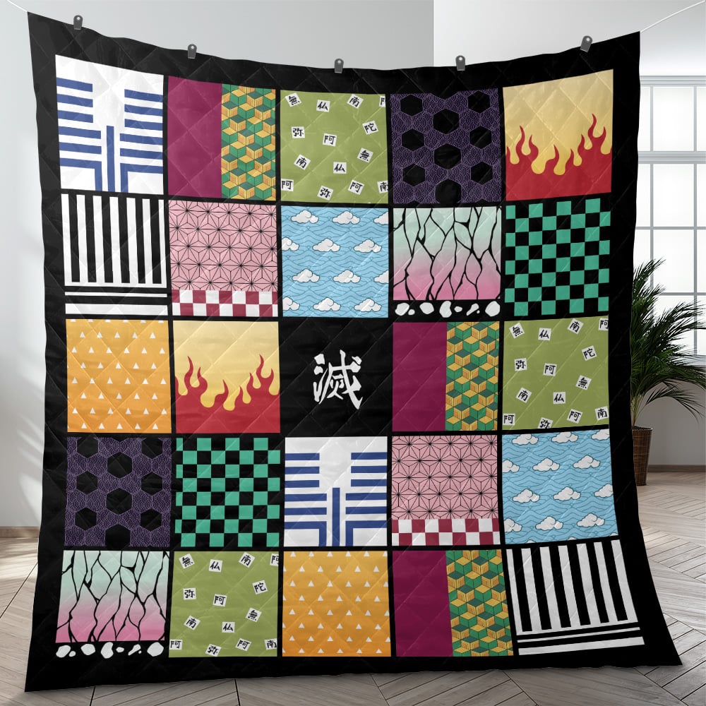 All Good Demon Slayer pattern Quilt Blanket