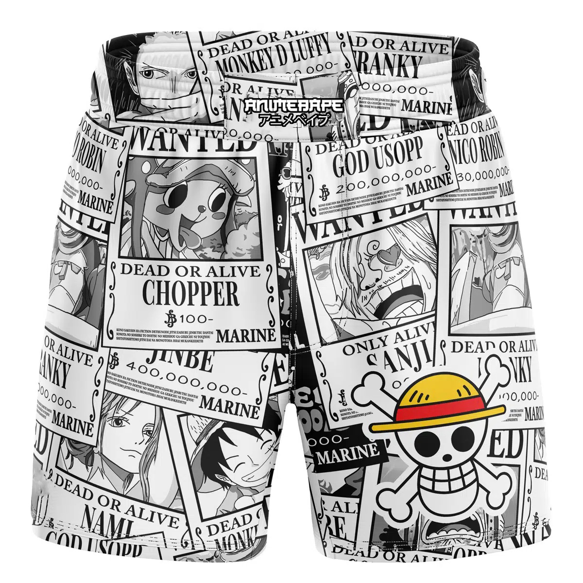 Aloha Straw hat Wanted One Piece BJJ MMA Fight Shorts
