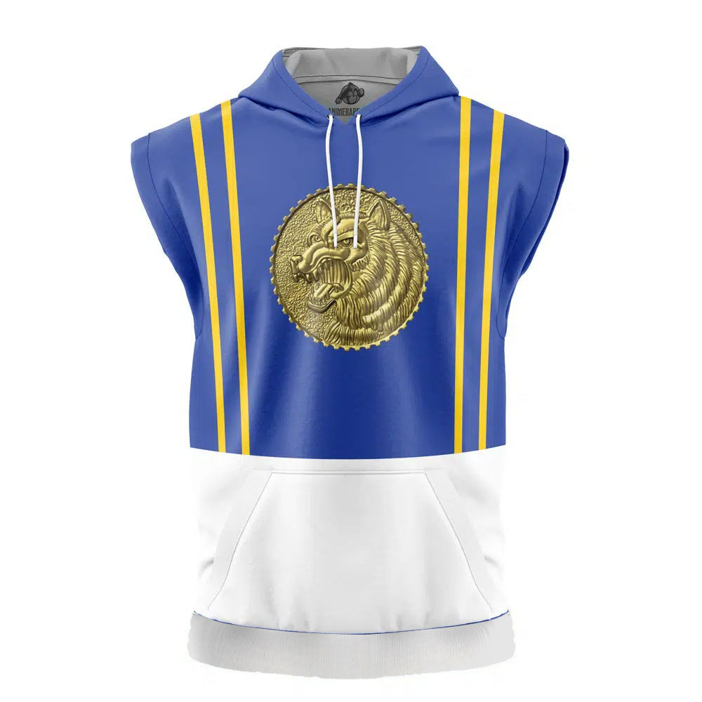 Blue Ranger Ninjetti Power Rangers Cut Off Sleeveless Workout Hoodie