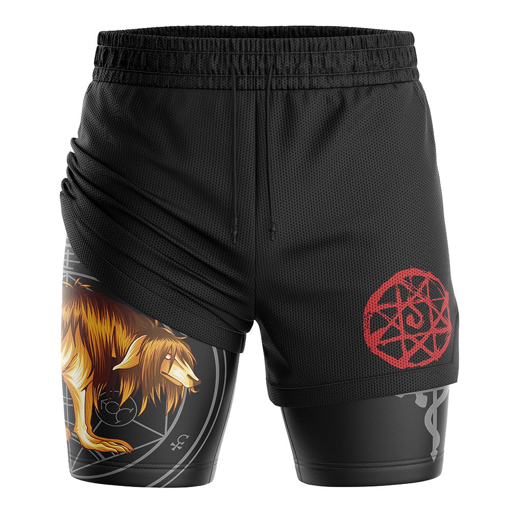 Central City Chimera Fullmetal Alchemist Compression Workout Training Shorts (2-in-1)
