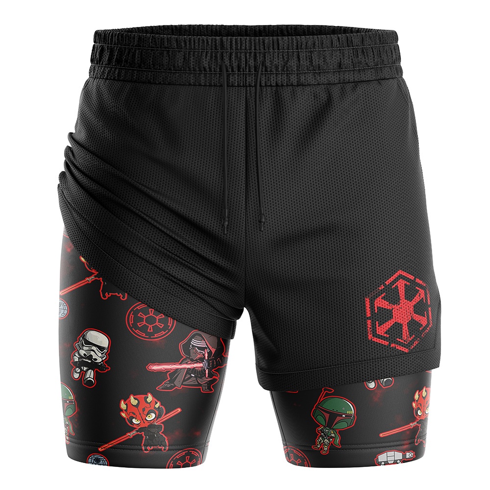 Chibi Sith Galactic Empire Star Wars Compression Workout Training Shorts (2-in-1)