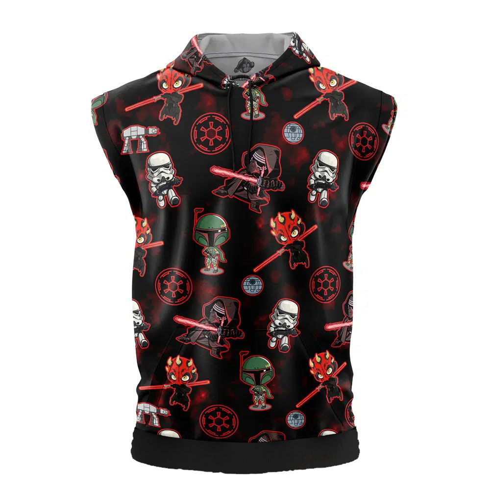 Chibi Sith Pattern Star Wars Cut Off Sleeveless Workout Hoodie
