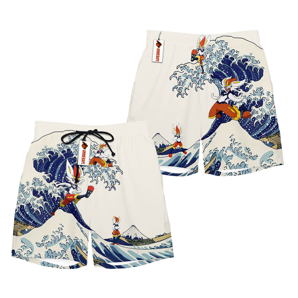 Cinderace Kanagawa Great Wave Board Shorts Pants Pokemon