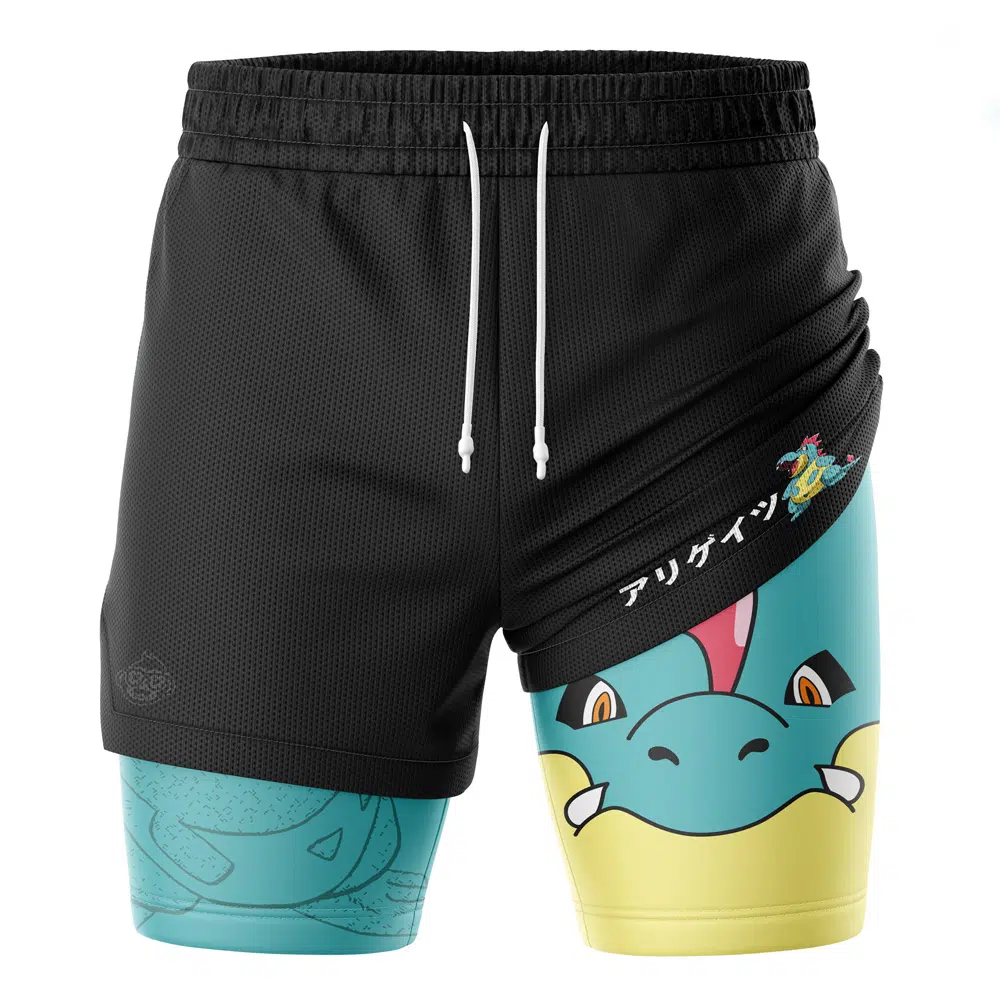 Croconaw Pokemon Compression Workout Training Shorts (2-in-1)