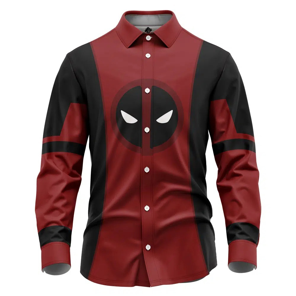 Deadpool Marvel Long Sleeve Button Up Shirt