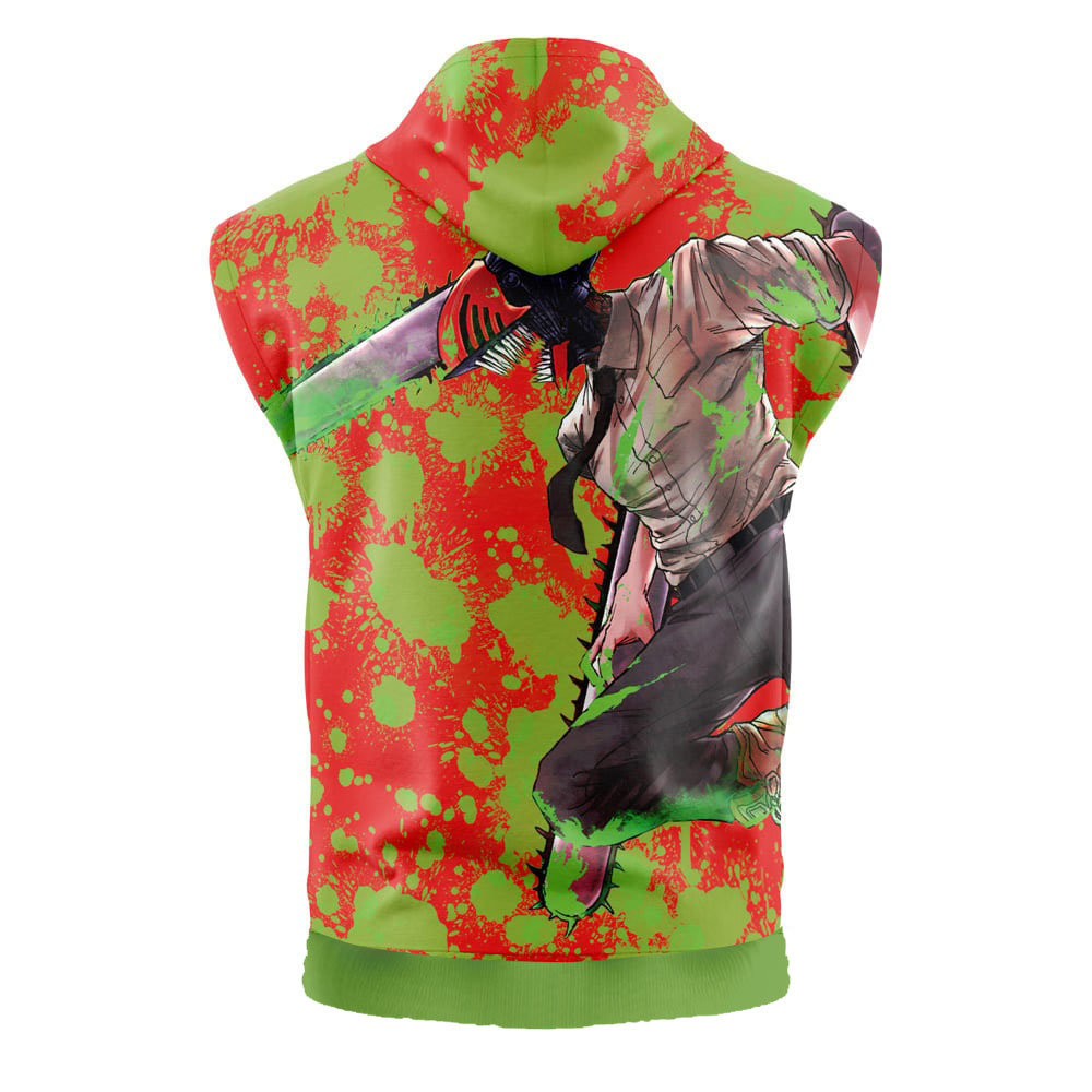 Denji Chainsaw Man Cut Off Sleeveless Workout Hoodie