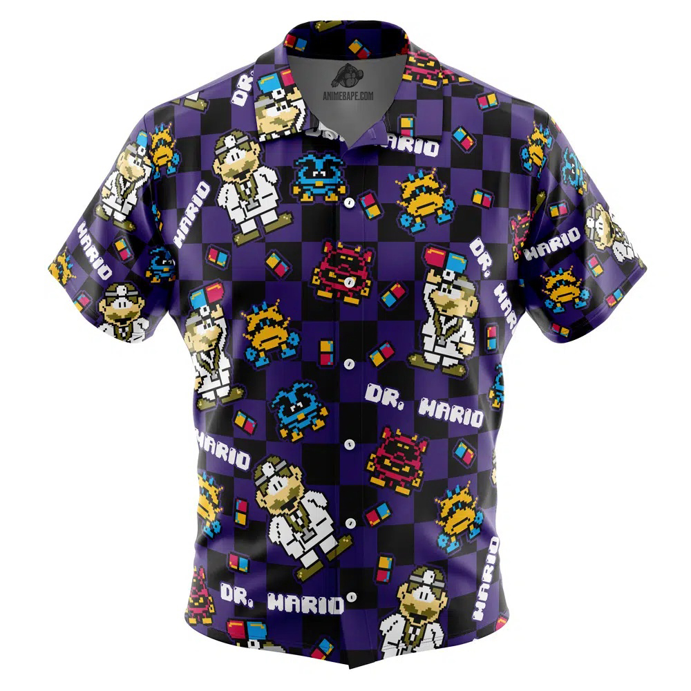 Dr. Mario Super Mario Bros Button Up Hawaiian Shirt