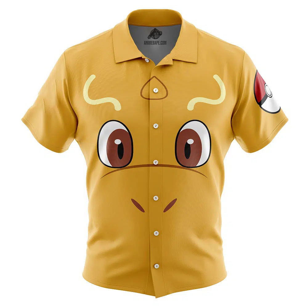 Dragonite Face Pokemon Button Up Hawaiian Shirt