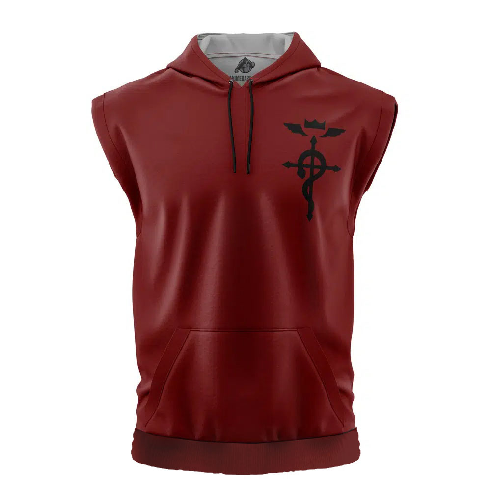 Edward Full Metal Alchemist Cut Off Sleeveless Workout Hoodie