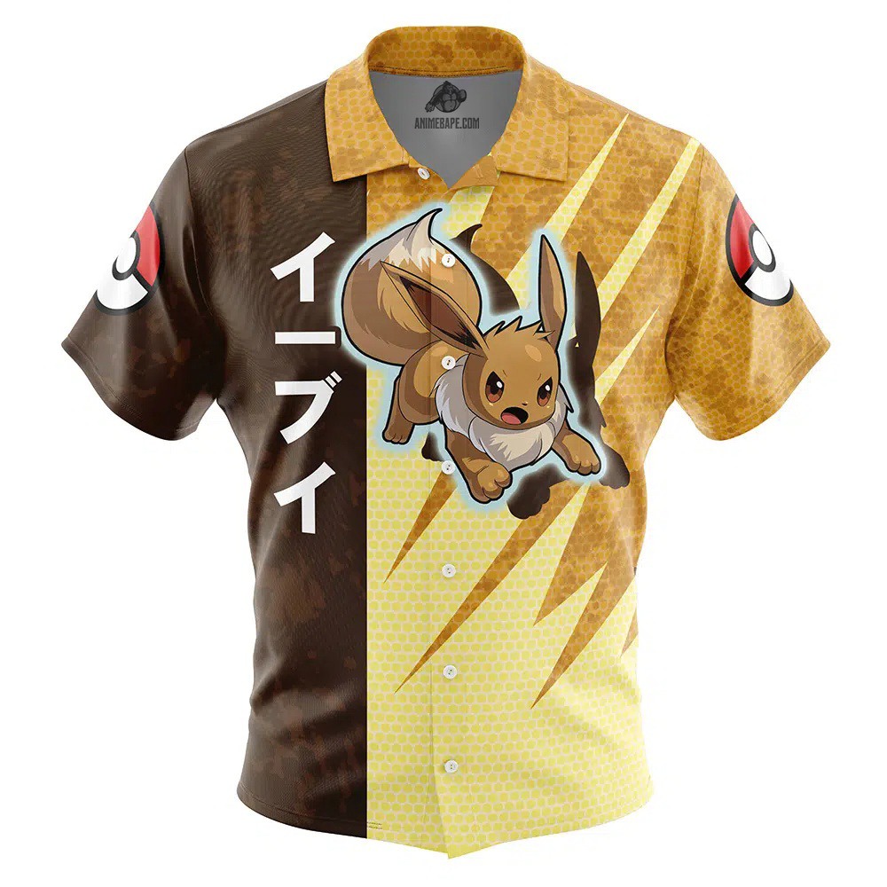 Eevee Attack Pokemon Button Up Hawaiian Shirt