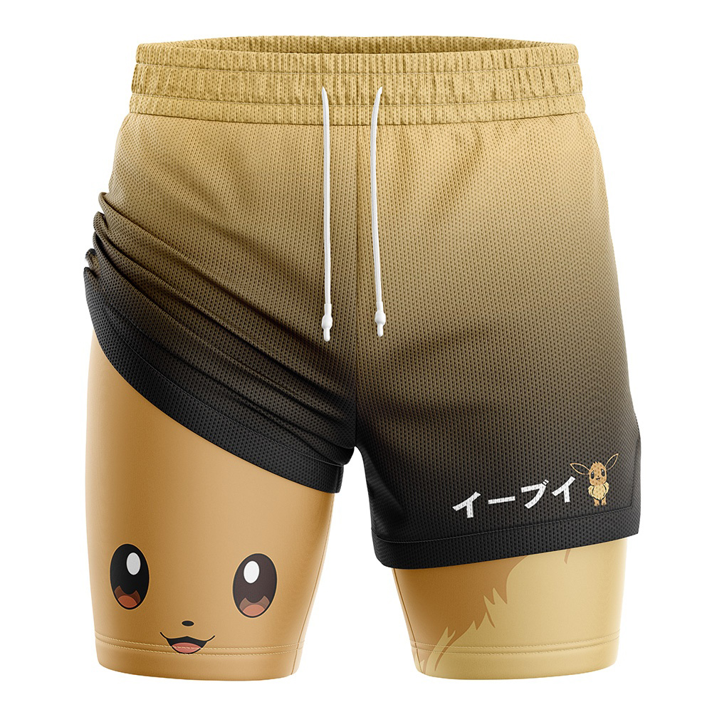 Eevee Pokemon Compression Workout Training Shorts (2-in-1)