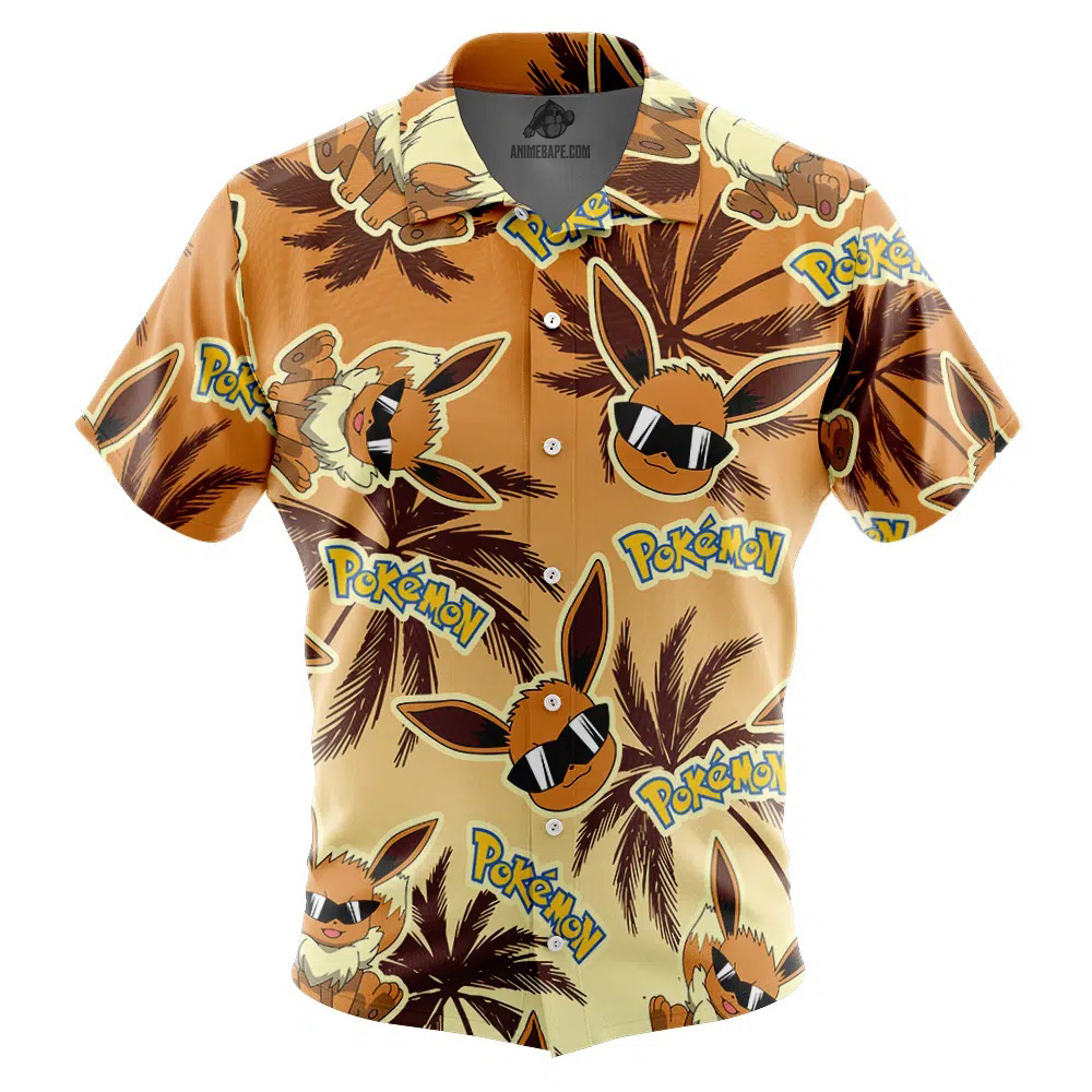 Eevee Pokemon Alolan Style Button Up Hawaiian Shirt