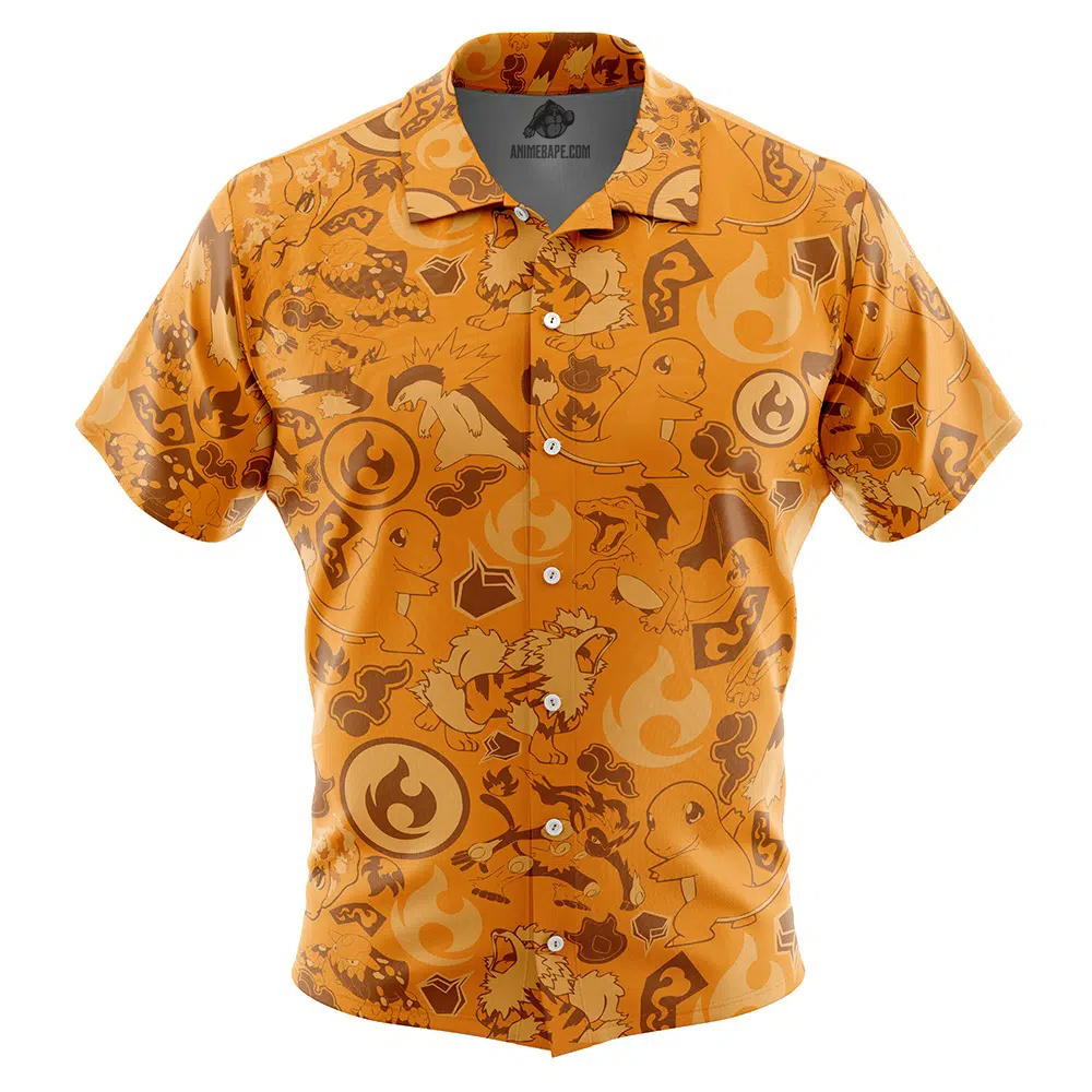 Fire Pokemon Button Up Hawaiian Shirt