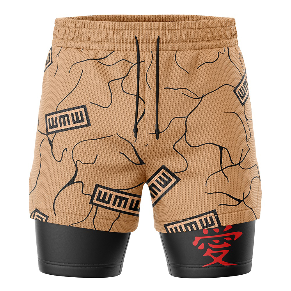 Gaara Shippuden Naruto Compression Workout Training Shorts (2-in-1)