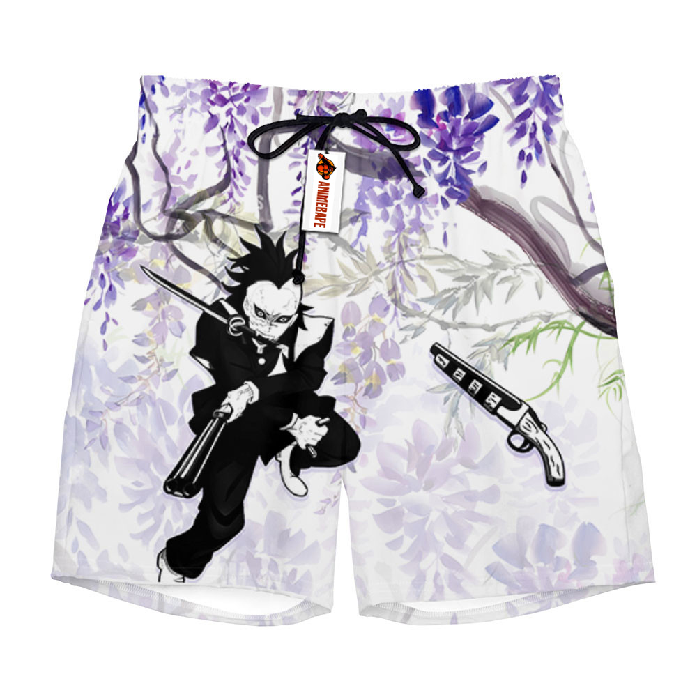 Genya Board Shorts Pants Wisteria Style Demon Slayer