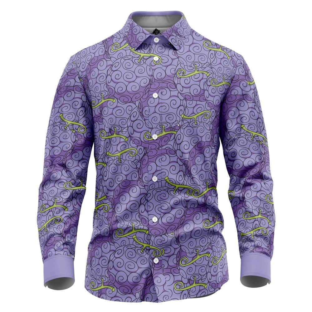 Gomu Gomu No Mi Luffy Devil Fruit One Piece Long Sleeve Button Up Shirt
