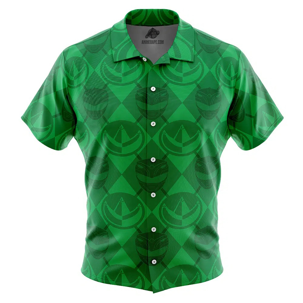 Green Ranger Pattern Power Rangers Button Up Hawaiian Shirt