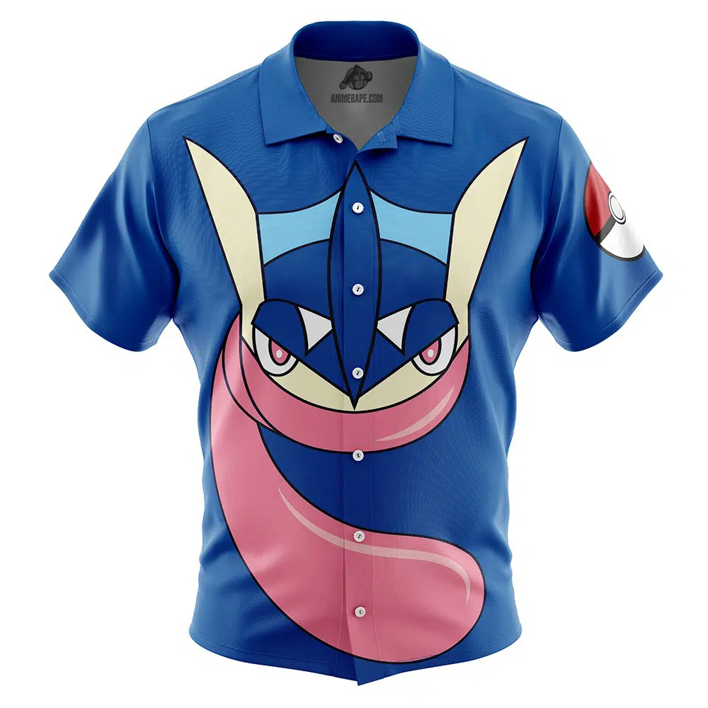 Greninja Face Pokemon Button Up Hawaiian Shirt