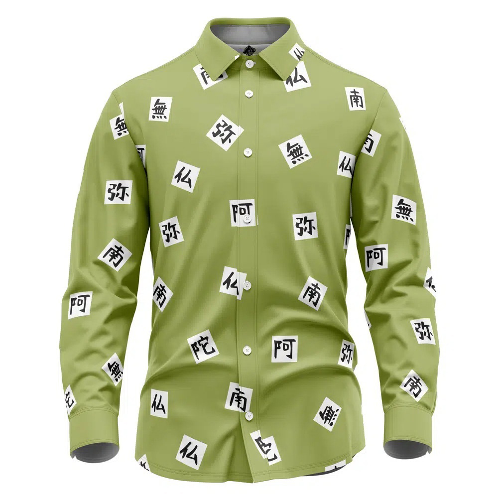 Gyomei Himejima Demon Slayer Long Sleeve Button Up Shirt