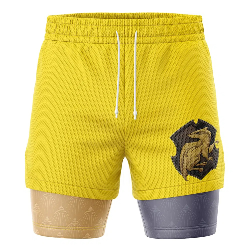 Hufflepuff Hogwarts Legacy Harry Potter Compression Workout Training Shorts (2-in-1)