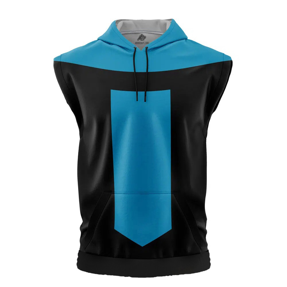 Invincible Blue Invincible Cut Off Sleeveless Workout Hoodie